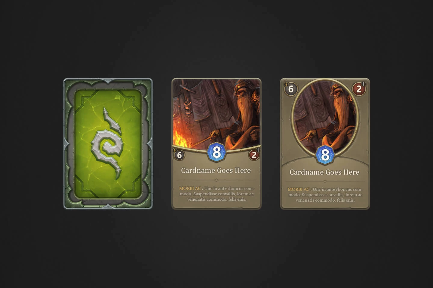 Ejemplo del nuevo diseño de cartas coleccionables de Triara